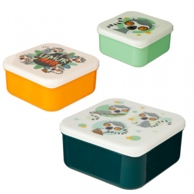 Lemur Mob Design Plastic Lunch Boxes - Set of 3