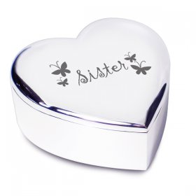 Sister Heart Trinket Box - Nickel Plated