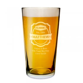Classic Personalised Pint Beer Glass