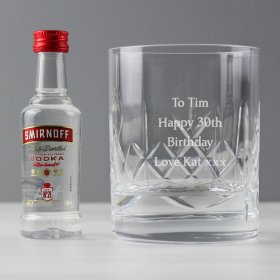 Vodka Personalised Cut Crystal Glass & Miniature Gift Set