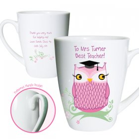 Teacher Personalised Miss Owl Small Latte Mug - Pink