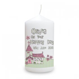Candle Personalised - Whimsical Church Pink