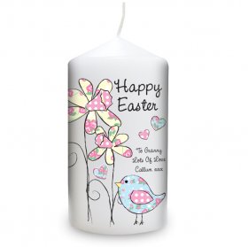 Easter Floral Chick & Daffodil Personalised Candle