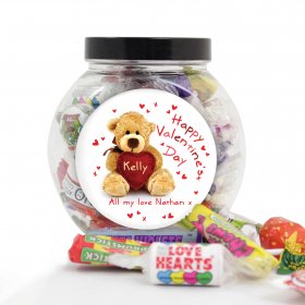 Teddy Heart Personalised Sweet Jar