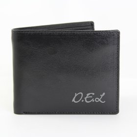 Script Font Personalised Leather Wallet - Black