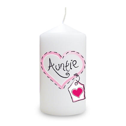 Auntie Heart Stitch Candle