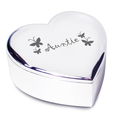 Auntie Heart Trinket Box - Nickel Plated