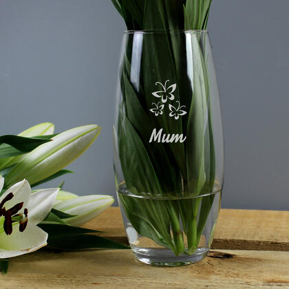 Mum Engraved Tapered Bullet Flower Vase