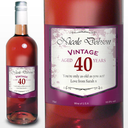 Rose Wine with Personalised Vintage Age Label