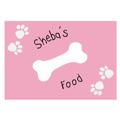 Dog Paw & Bone Print Personalised Food Mat - Pink