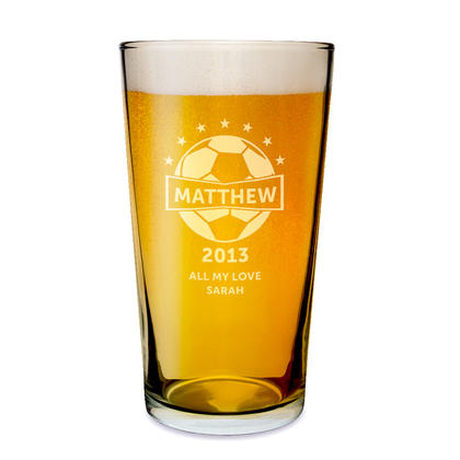 Football Personalised Pint Beer Glass