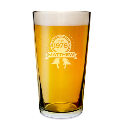 Rosette Personalised Pint Beer Glass