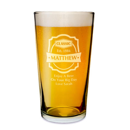 Classic Personalised Pint Beer Glass