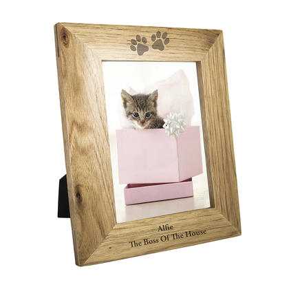 Cat Pawl Prints Personalised Oak Photo Frame