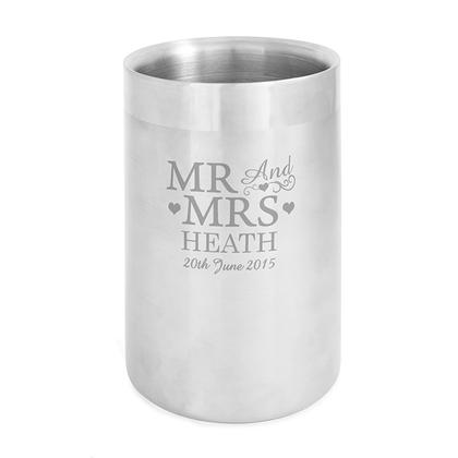 Mr & Mrs Personalised Wine Cooler - Stainless Steel
