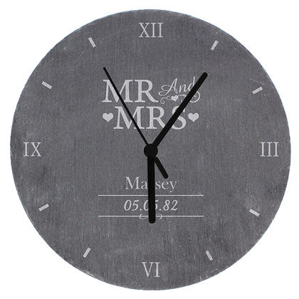 Mr & Mrs Personalised Slate Clock