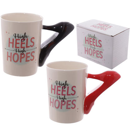 High Heels Shaped Handle Ceramic Mugs - Set of 2