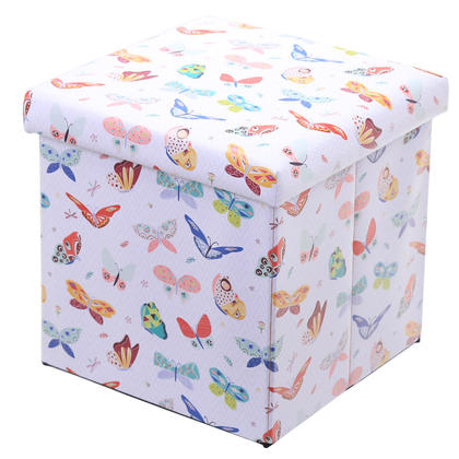 Butterfly Design - Foldable Padded Stool & Storage Box