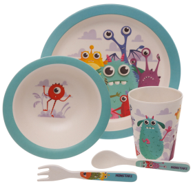 Monsters Design Bambootique Eco Friendly Kid's Dinner Set