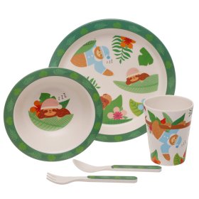 Sloth Design Bambootique Eco Friendly Kid's Dinner Set