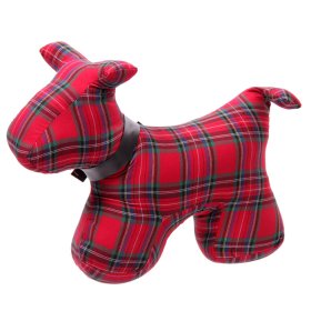 Scottie Shaped Door Stop - Red Tartan