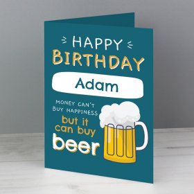 Beer Happy Birthday Personalised Message Card