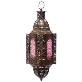 Moroccan Intricate Glass Style Fretwork Lantern - Gold Effect