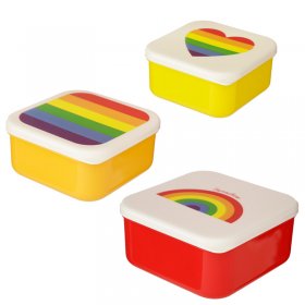 Rainbow Design Plastic Lunch Boxes - Set of 3