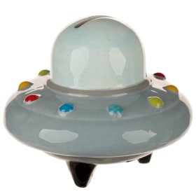 Flying Saucer Spaceship Ceramic Money Box