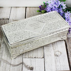 Jewellery Box Personalised - Antique Silver Plated