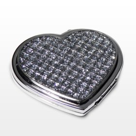 Heart Diamante Personalised Compact Mirror