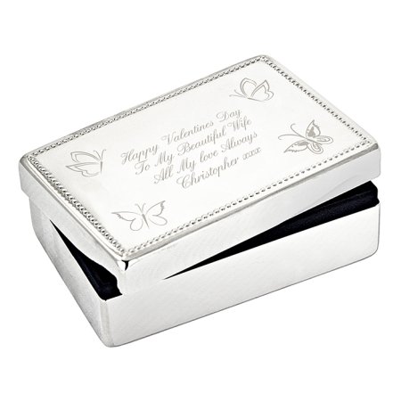 Butterfly Personalised Jewellery Box - Nickel Plated