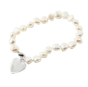 Pearl Personalised Heart Bracelet - Freshwater White