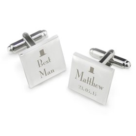 Best Man Personalised Cufflinks - Top Hat Motif