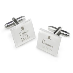 Father of the Bride Personalised Cufflinks - Top Hat Motif