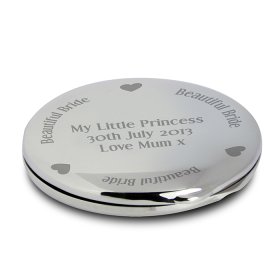 Beautiful Bride Personalised Compact Mirror- Nickel Plated