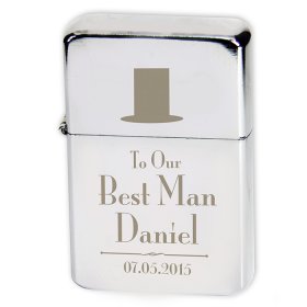Best Man Personalised Lighter - Top Hat Motif