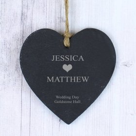 Slate Personalised Heart with Heart Motif - Large