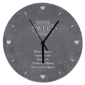 Home Sweet Home Personalised Slate Clock