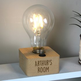 LED Bulb with Personalised Table Lamp Stand - Free Text