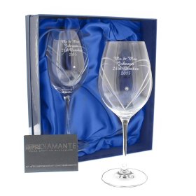 Personalised Heart Diamante Glasses - Set of 2