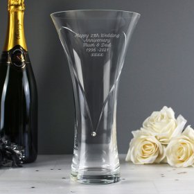 Personalised Hand Cut Diamante Heart Vase