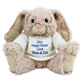 Bunny with Personalised Jumper - Blue Thread