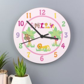 Animal Alphabet Personalised Clock - Girls