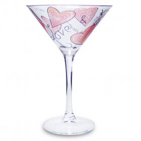 Love & Kisses Hearts Personalised Cocktail Glass