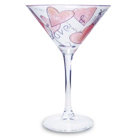 Love & Kisses Hearts Personalised Cocktail Glass