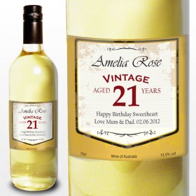 White Wine with Personalised Vintage Age Label