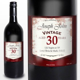 Red Wine with Personalised Vintage Age Label