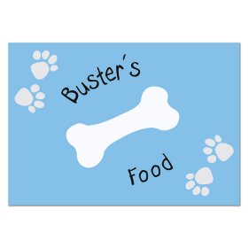 Dog Paw & Bone Print Personalised Food Mat - Blue
