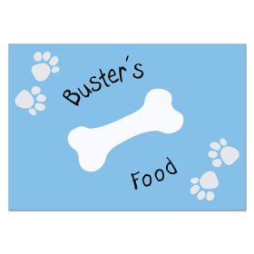 Dog Paw & Bone Print Personalised Food Mat - Blue